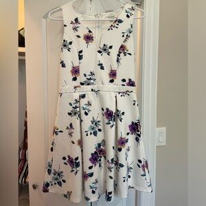 White formal dress with flowers